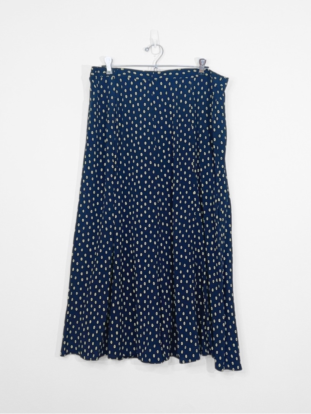 🖤 Vintage Navy Maxi Skirt with Cream Dot Print